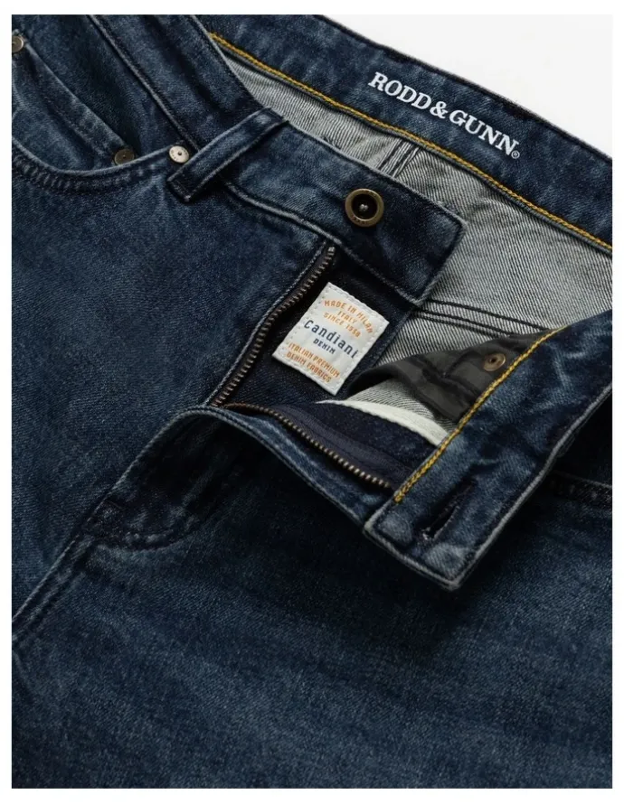 Rodd & Gunn Sutton Straight Fit Italian Regular Leg Denim Jeans in Dark Blue