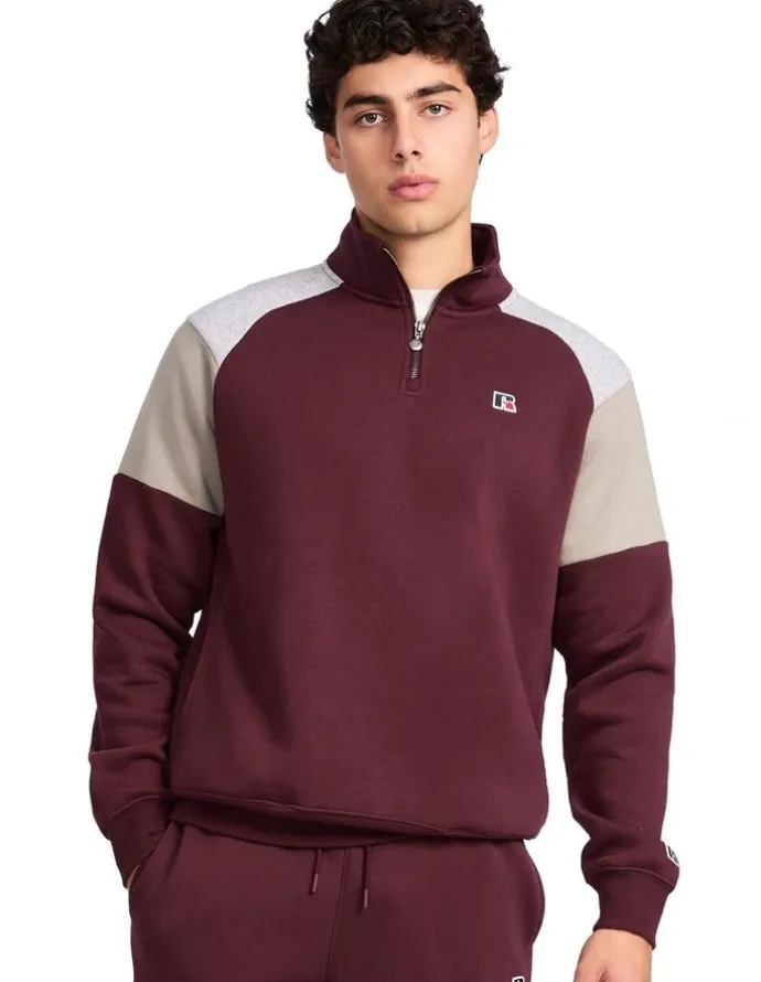 Russell Athletic Hellcat Men's Quarter Zip - Plum Wine