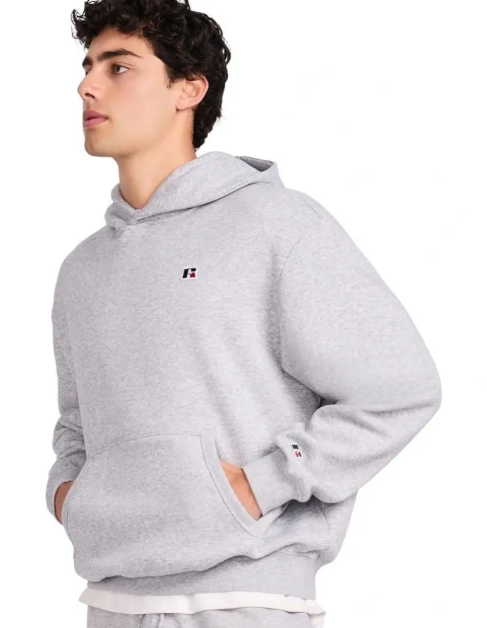 Russell Athletic R Logo Crossover Mens Hoodie - Grey Marle