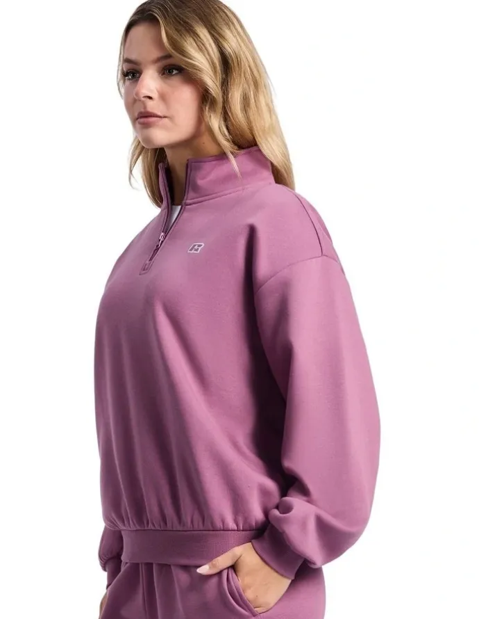Russell Athletic R Logo Women's Quarter Zip - Tulipwood