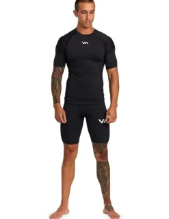 RVCA Compression Short Sleeve Top in Black