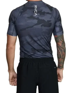 RVCA Sport Short Sleeve Rashguard in Black Camo