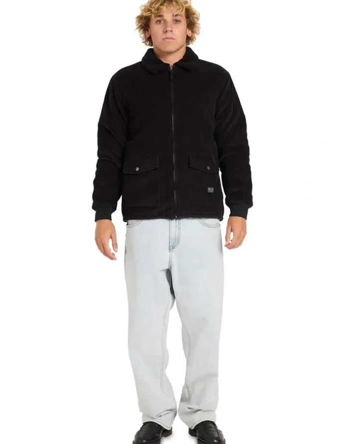 RVCA Station Cord Coach Jacket in Black