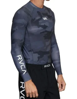 RVCA VA Sport Long Sleeve Rashguard in Black Camo