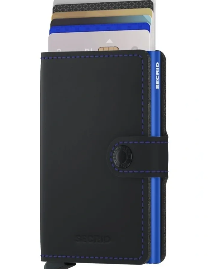 Secrid Mini Wallet in Matte Black/Blue