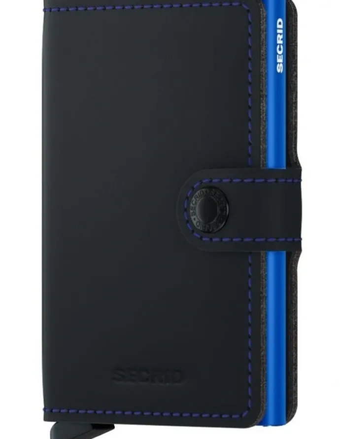 Secrid Mini Wallet in Matte Black/Blue