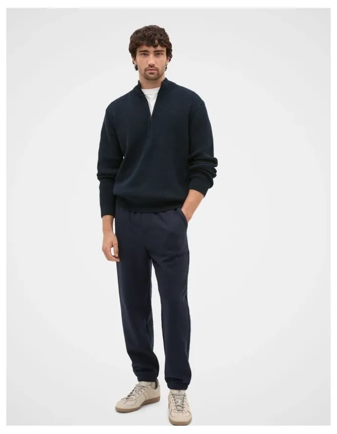 Seed Heritage 1/4 Zip Knit in Midnight Blue