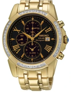 Seiko Le Grand Diamond 41.5mm Gold Sport Chronograph Watch SSC314P 9