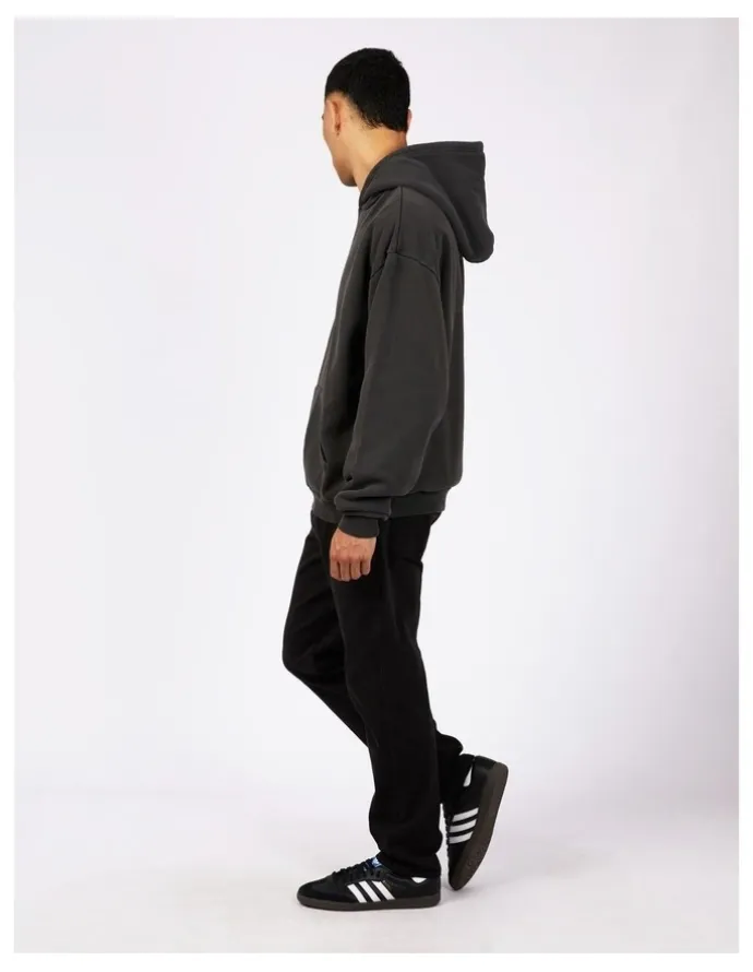 Silent Theory Box Hoodie in Washed Black