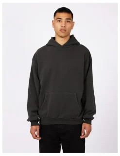 Silent Theory Box Hoodie in Washed Black