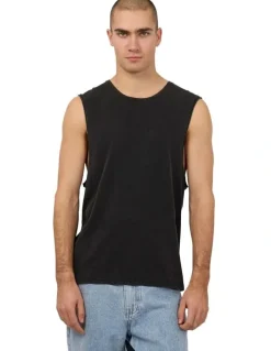 Silent Theory Classic Muscle Tee in Washed Black