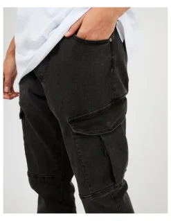 Silent Theory Defense Cargo Pant in Washed Black