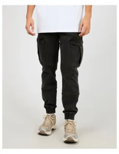 Silent Theory Defense Cargo Pant in Washed Black