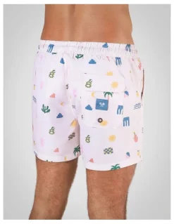 Skwosh Zesty Zorba Swim Short in Ecru
