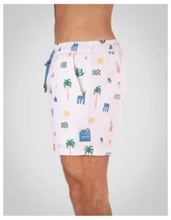 Skwosh Zesty Zorba Swim Short in Ecru