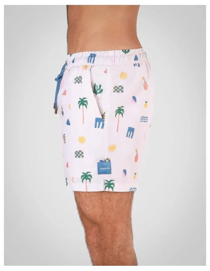 Skwosh Zesty Zorba Swim Short in Ecru