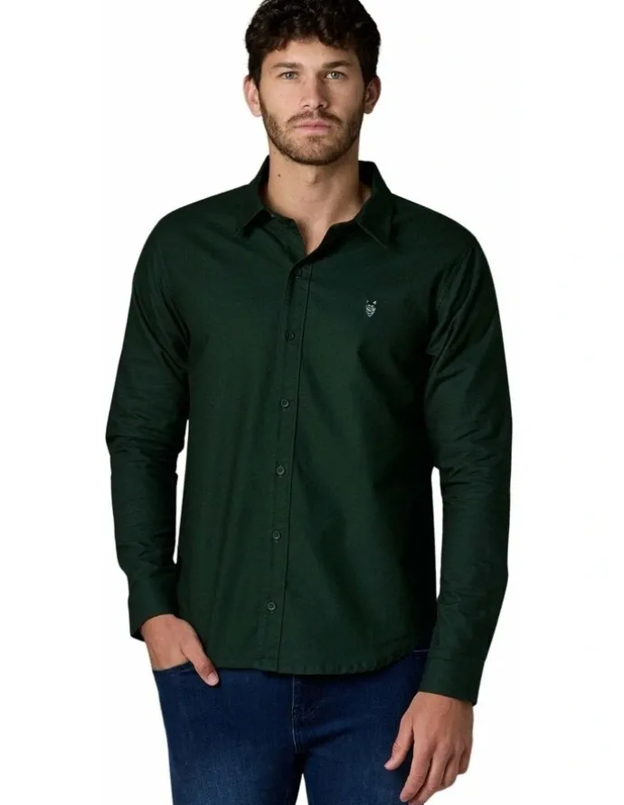 Society of Wolves Long Sleeve Oxford Shirt Green