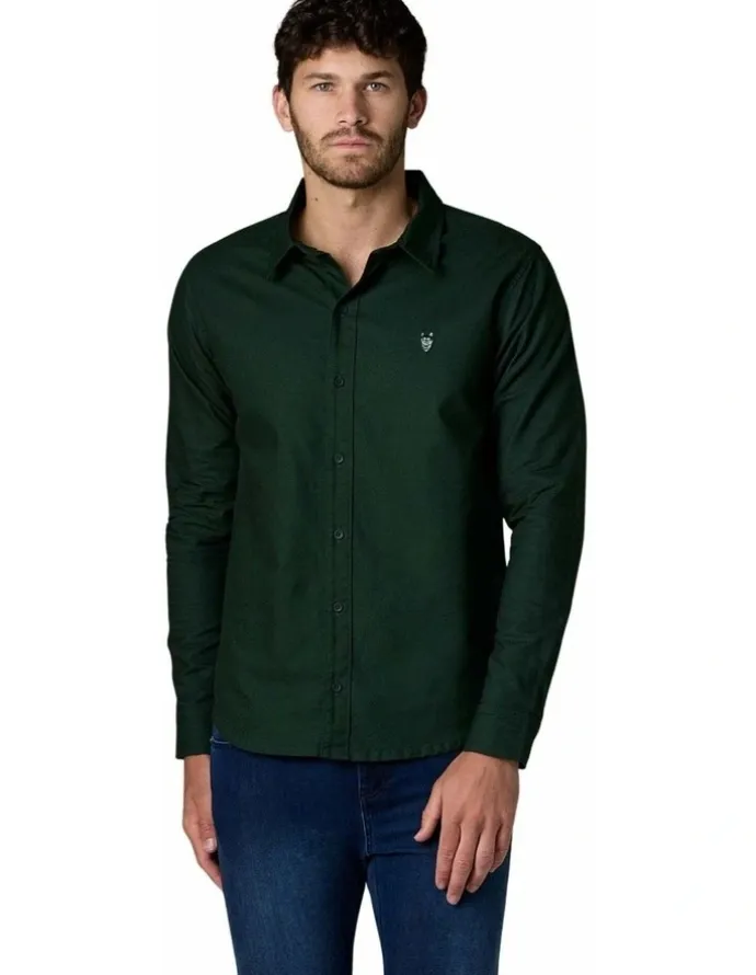 Society of Wolves Long Sleeve Oxford Shirt Green