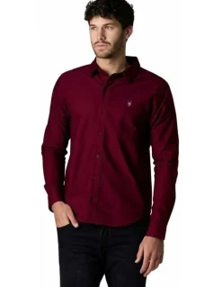 Society of Wolves Long Sleeve Oxford Shirt Bordeaux