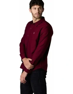 Society of Wolves Long Sleeve Oxford Shirt Bordeaux