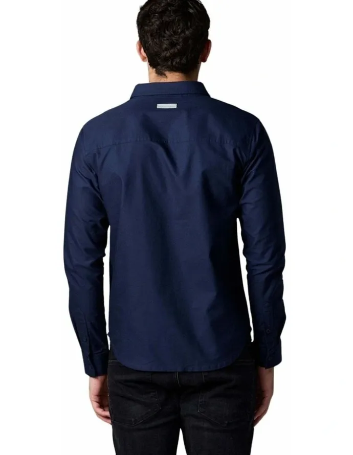 Society of Wolves Long Sleeve Oxford Shirt in Navy