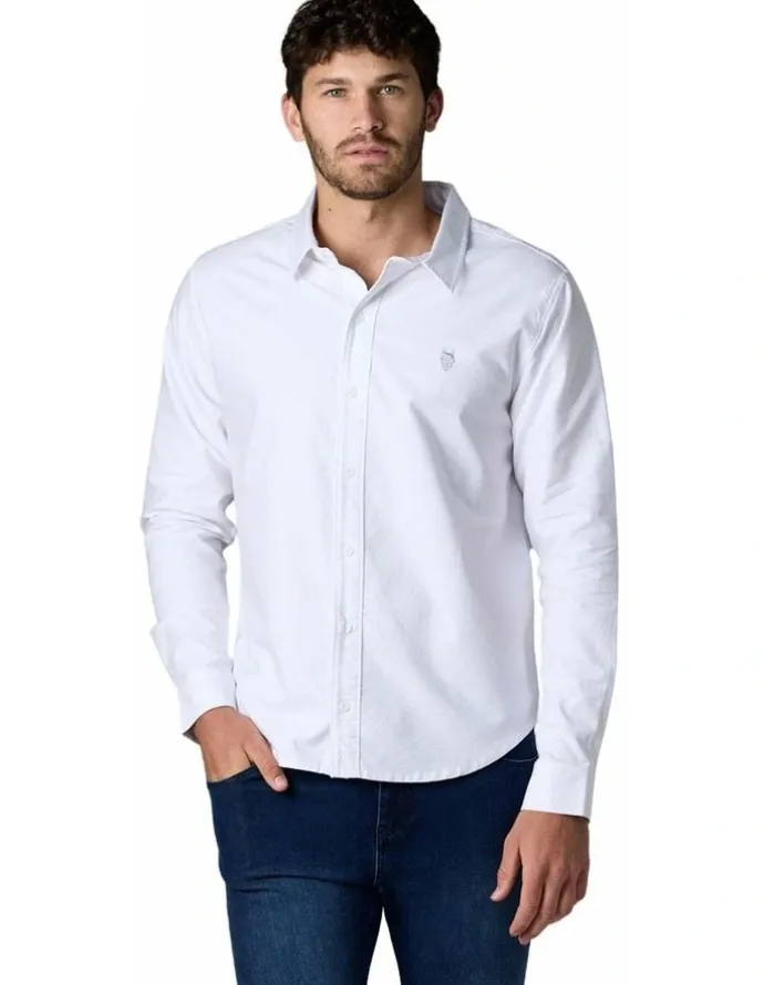 Society of Wolves Long Sleeve Oxford Shirt White