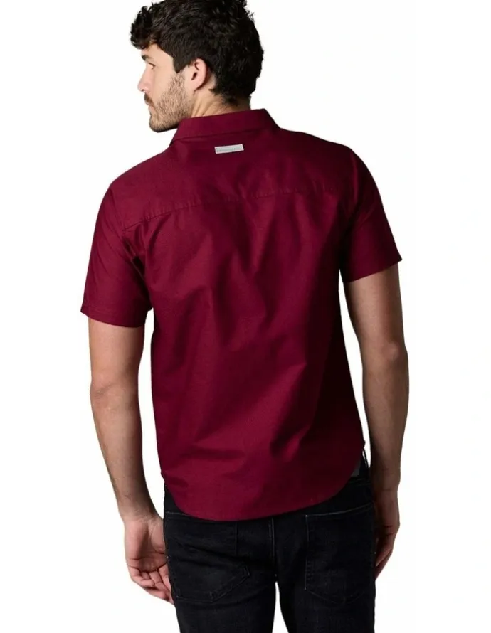Society of Wolves Short Sleeve Oxford Shirt Bordeaux