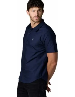 Society of Wolves Short Sleeve Oxford Shirt Navy