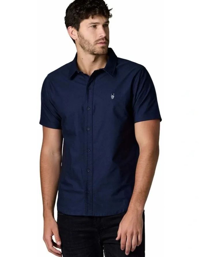 Society of Wolves Short Sleeve Oxford Shirt Navy