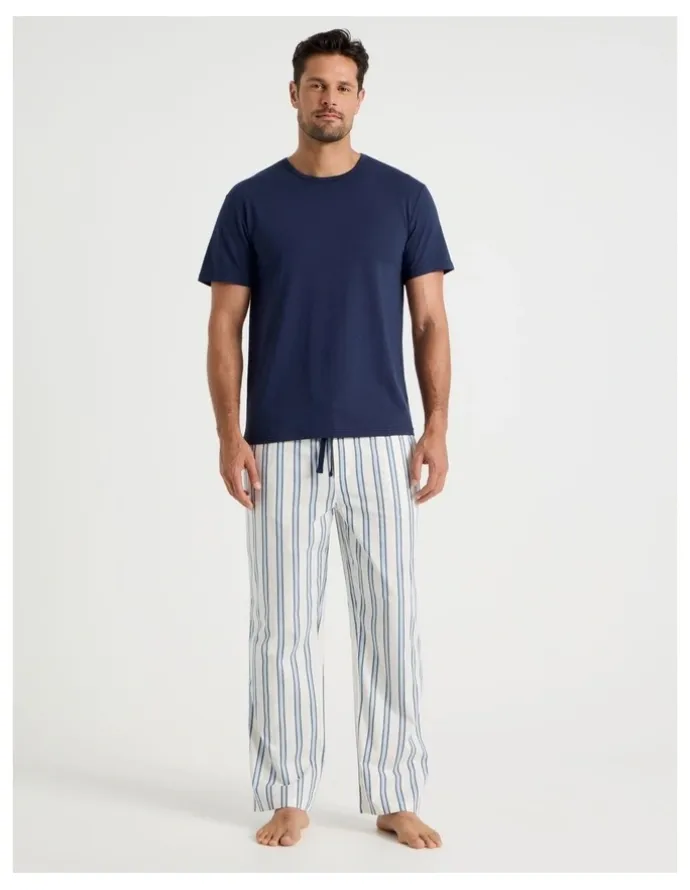 Soho 2 Pack Sleep Tees in Navy & Ecru