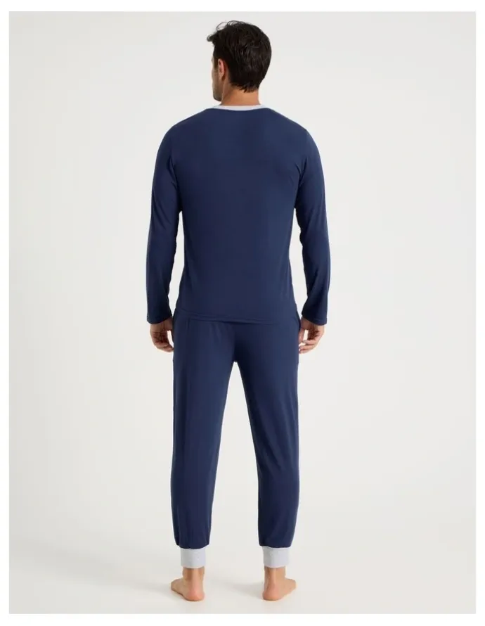 Soho Bamboo Knit Pyjama Set in Navy