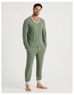 Soho Bamboo Knit Pyjama Set in Green