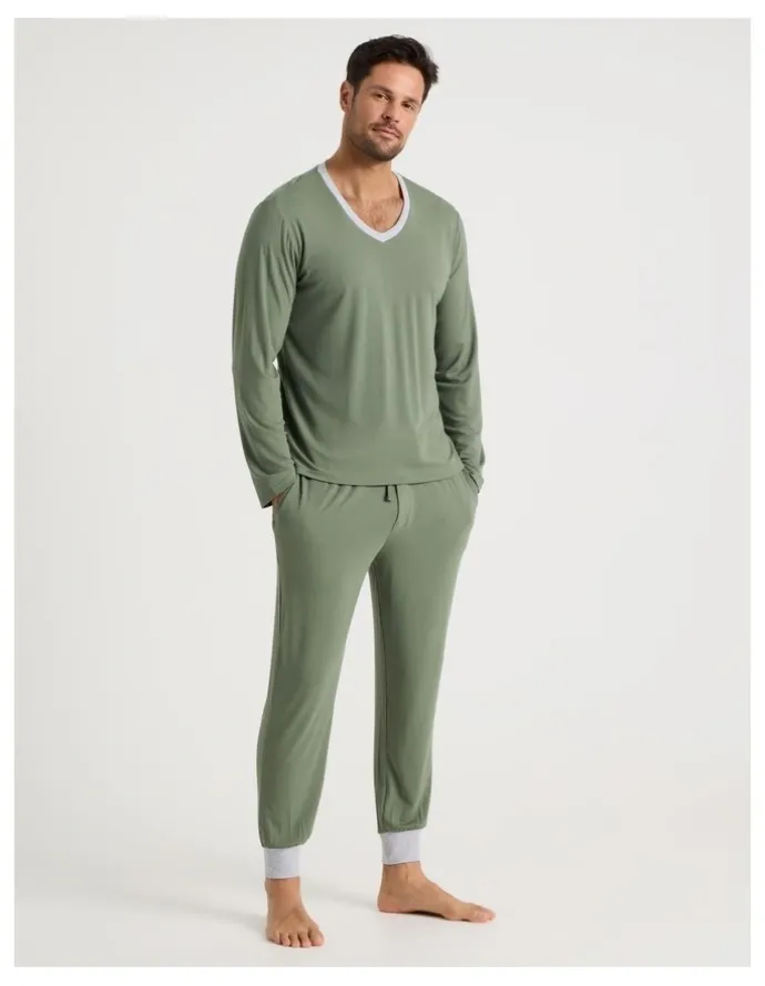 Soho Bamboo Knit Pyjama Set in Green