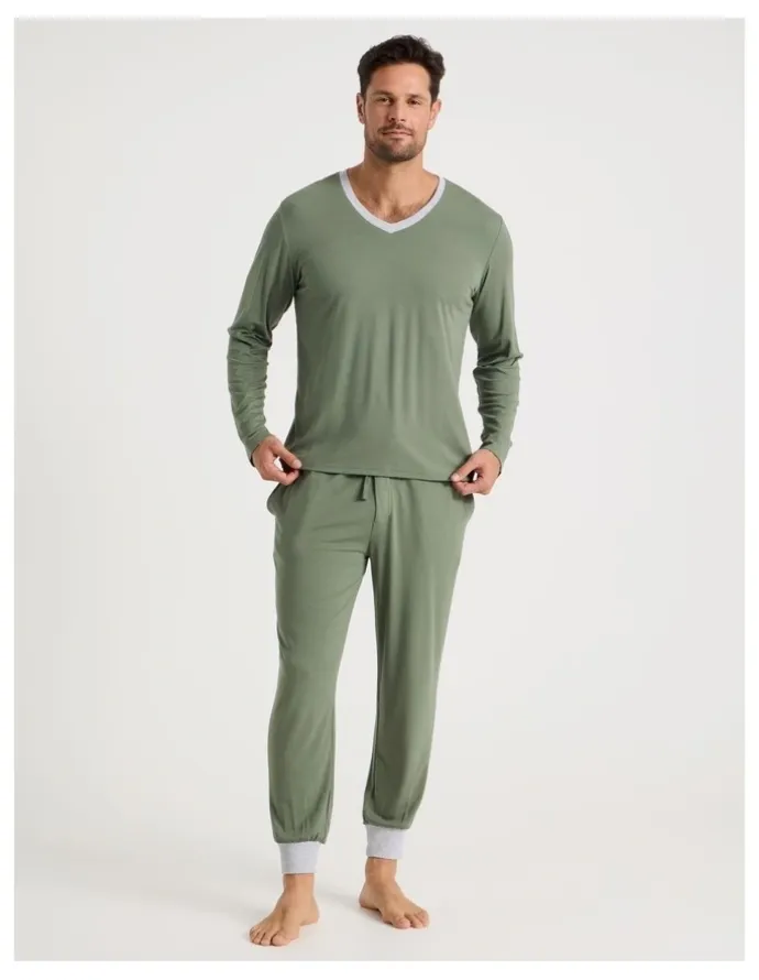 Soho Bamboo Knit Pyjama Set in Green
