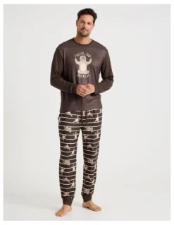 Soho Cosy Knit Pyjama Set in Paws Print