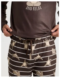 Soho Cosy Knit Pyjama Set in Paws Print
