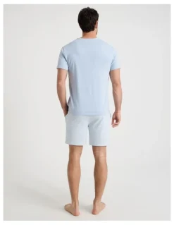 Soho Knit Pyjama Set in Blue and Light Blue Stripe