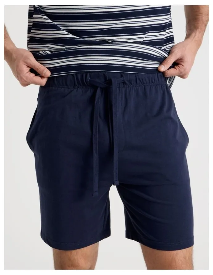 Soho Knit Pyjama Set Navy and White Stripe
