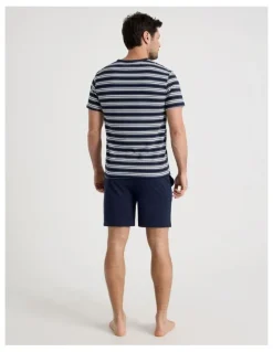 Soho Knit Pyjama Set Navy and White Stripe
