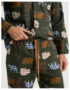 Soho Long Sleeve Flannelette Pyjama Set in Winter Bears