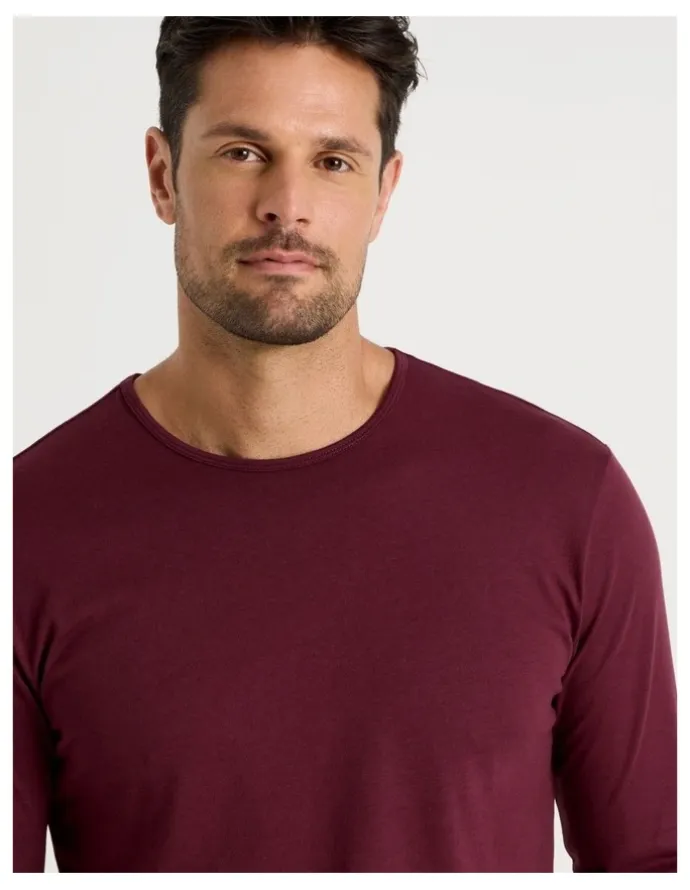 Soho Long Sleeve Tee and Flannelette Pant Pyjama Set in Burgundy Check