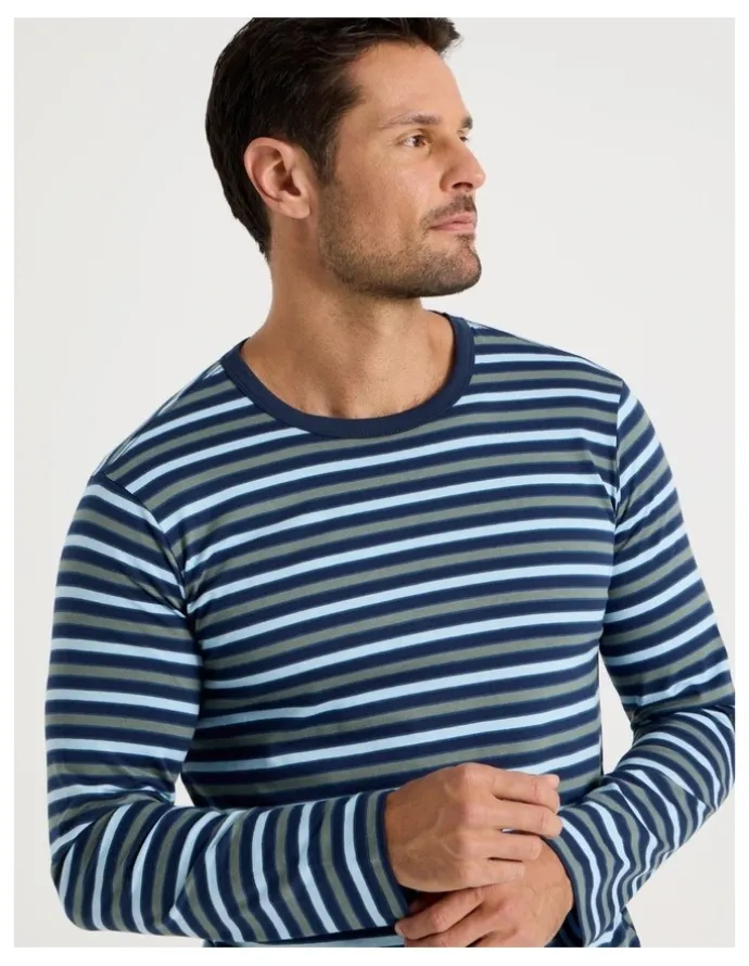 Soho Long Sleeve Tee and Jogger Knit Pyjama Set in Multi Stripe