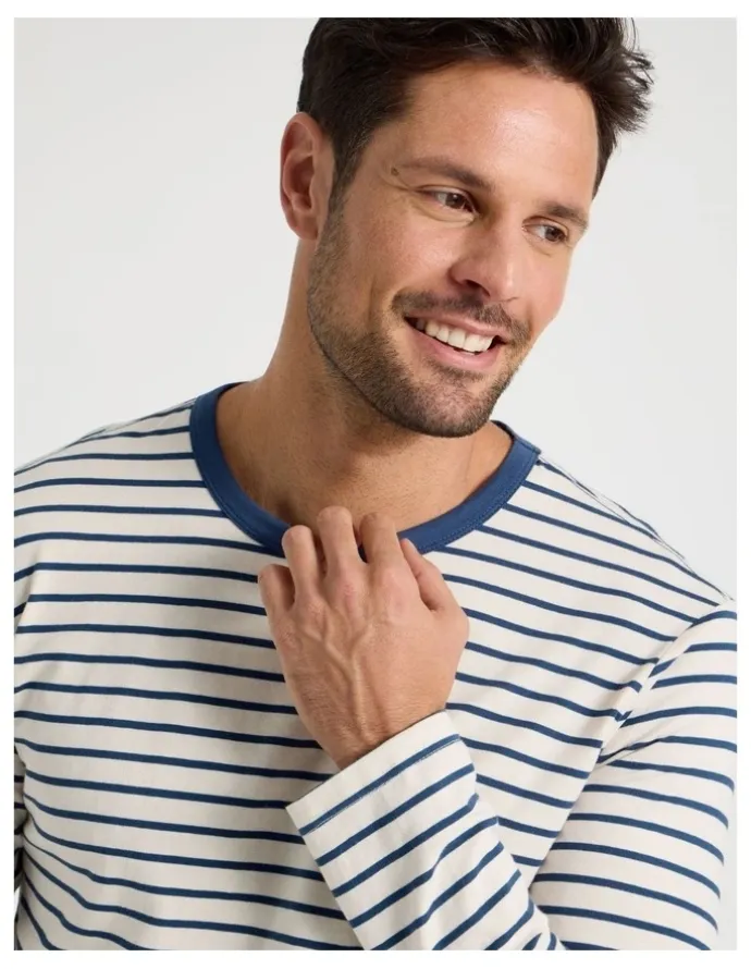Soho Long Sleeve Tee and Jogger Knit Pyjama Set in Classic Stripe
