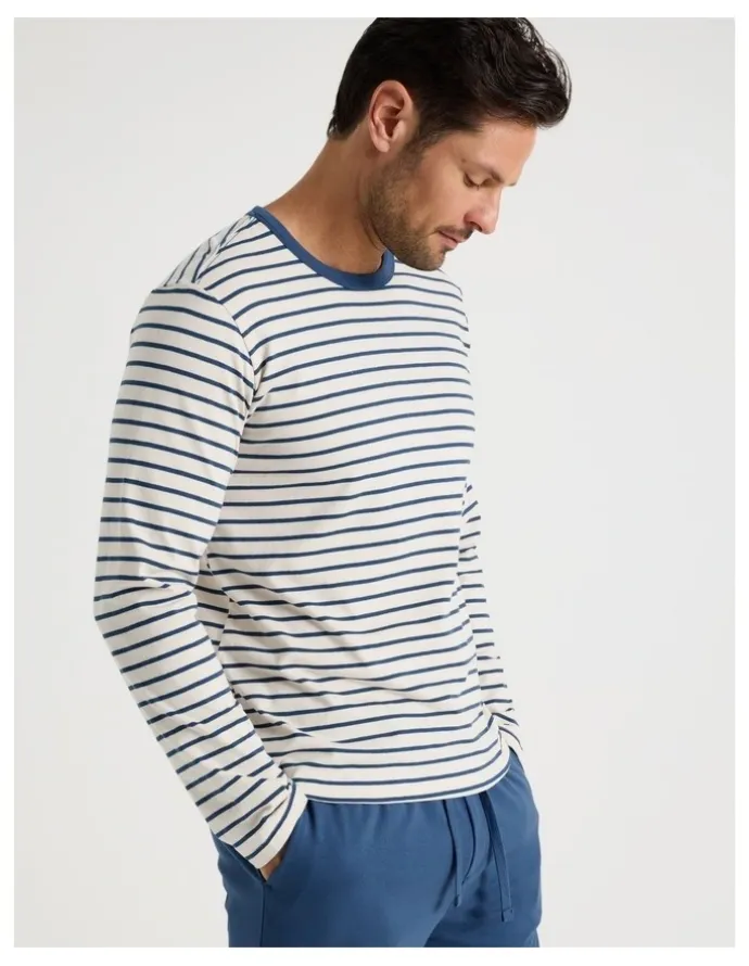 Soho Long Sleeve Tee and Jogger Knit Pyjama Set in Classic Stripe