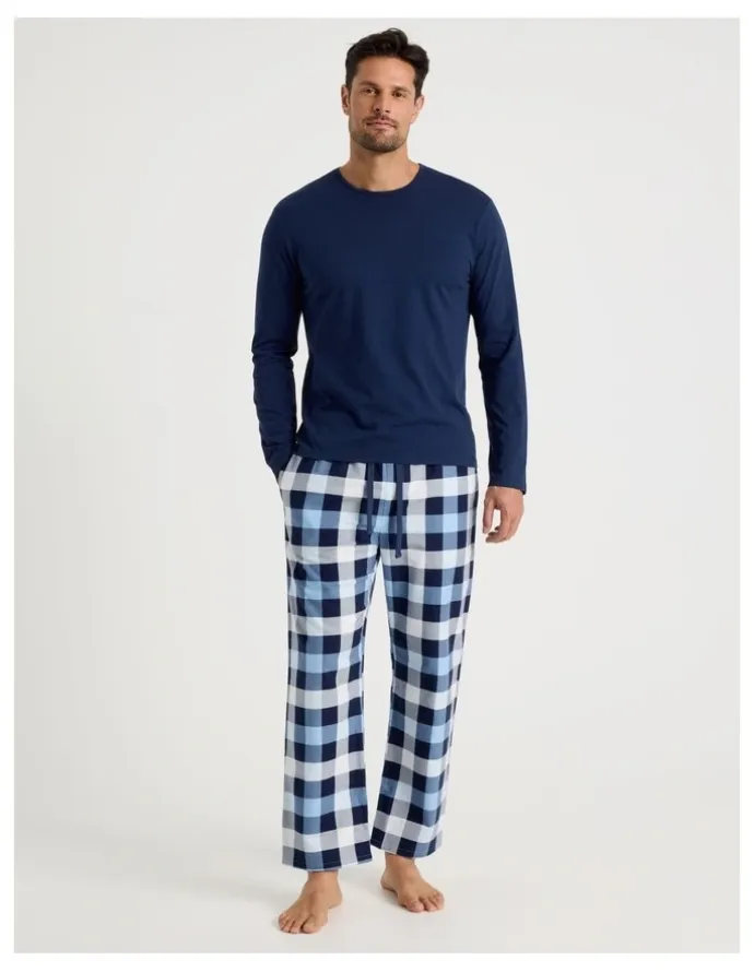 Soho Long Sleeve Tee and Flannelette Pant Pyjama Set in Buffalo Check