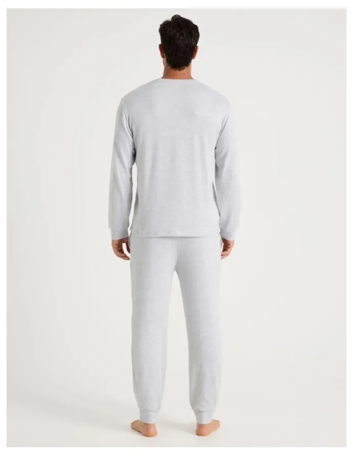 Soho Plain Cosy Knit Pyjama Set in Grey Marle