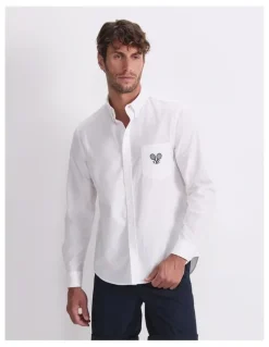 Sportscraft Club Long Sleeve Oxford Shirt in White