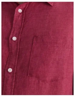 Sportscraft Linen Long Sleeve Delave Shirt in Wine