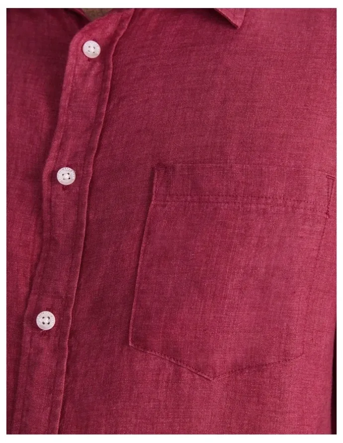 Sportscraft Linen Long Sleeve Delave Shirt in Wine