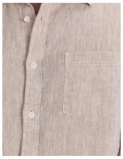 Sportscraft Long Sleeve Linen Yarn-Dyed Shirt in String